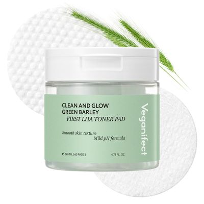 Veganifect LHA Peeling Pad, Exfoliation and Hydrating, Ideal for All Skin Types, Korean Skin Care, Vegan (60 Pads)