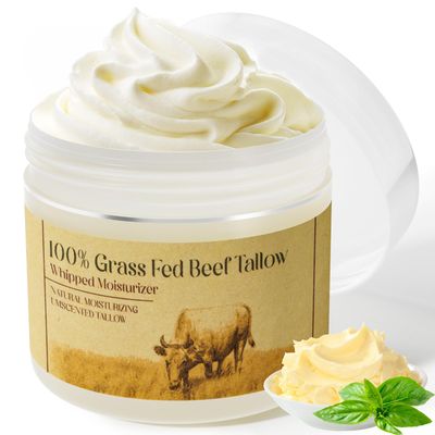 MROUVIK Beef Tallow for Skin, Tallow Face Moisturizer, Beef Tallow, 100% Unscented Organic Grass Fed Finished Whipped Tallow Face Cream Moisturizer Balm, Beef Tallow Skin Care