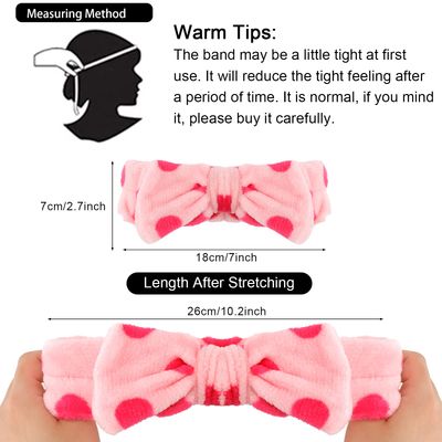 WHAVEL 9 Pack Pink Microfiber Hairband for Washing Face, Makeup Headband Skincare Headbands with Cute Bow, Fluffy Face Wash Headband for Women