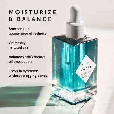 HERBIVORE Lapis Blue Tansy Face Oil - Skin-Balancing Moisturizer for Oily, Acne-Prone Skin | Redness Soothing, Azulene-Rich, Plant-based, Vegan, Cruelty-free, 50 mL / 1.7 oz