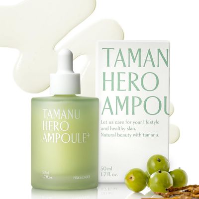 PINKWONDER Tamanu Hero Ampoule 1.69oz (50ml), Tamanu Oil and Green Tea Wate for Acne Treatment, Daily Face Serum with Soothing and Refreshing, Vitamin, Korean Skincare