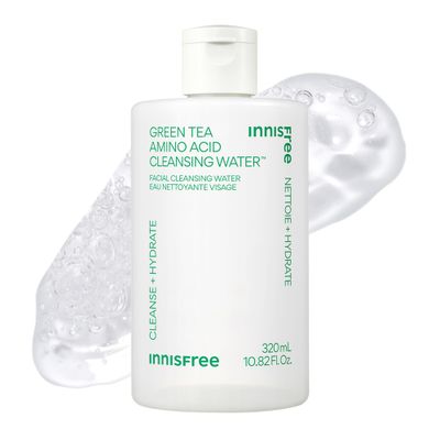 innisfree Green Tea Amino Acid Cleansing Water, Hydrating Micellar Water, Korean Skincare Makeup Remover, Dermatologist Tested (Packaging May Vary)