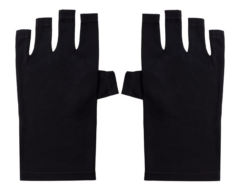 PENTA ANGEL Anti UV Gloves for Gel Nail Lamp Gel Manicure UV Shield Fingerless Gloves for Women Girls Nail Art DIY Hand Skin Care Protection (Black)