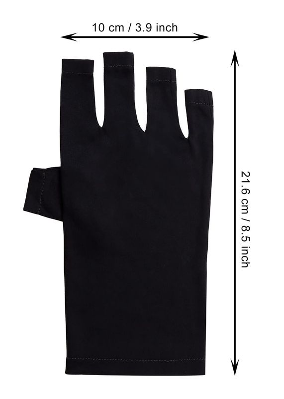 PENTA ANGEL Anti UV Gloves for Gel Nail Lamp Gel Manicure UV Shield Fingerless Gloves for Women Girls Nail Art DIY Hand Skin Care Protection (Black)