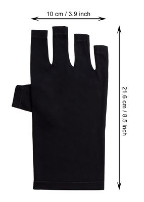 PENTA ANGEL Anti UV Gloves for Gel Nail Lamp Gel Manicure UV Shield Fingerless Gloves for Women Girls Nail Art DIY Hand Skin Care Protection (Black)
