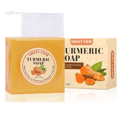 SWEET VIEW Turmeric Soap Bar, 4.23oz Face &amp; Body Handmade Bar with Honey, Olive Oil, Aloe Vera for Deep Cleansing &amp; Smooth Skin.