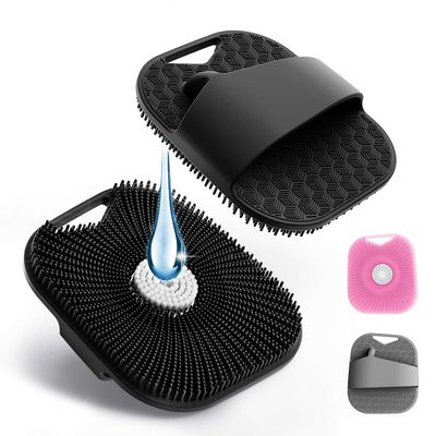 Silicone Body Scrubber for Men &amp; Women, Friendly Shower Body Scrubber for Sensitive Skin, Silicone Loofah Body Scrubber for Showering with Richer Foam Bristles and Anti-Slippery Handle (3 Pack)