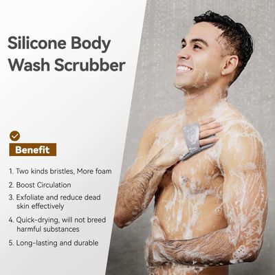 Silicone Body Scrubber for Men &amp; Women, Friendly Shower Body Scrubber for Sensitive Skin, Silicone Loofah Body Scrubber for Showering with Richer Foam Bristles and Anti-Slippery Handle (3 Pack)