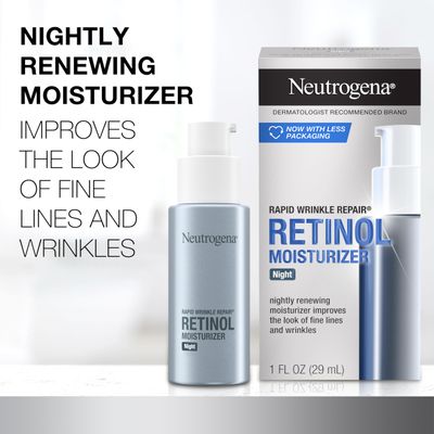Neutrogena Retinol Face Moisturizer Cream, Rapid Wrinkle Repair, Anti-Wrinkle Night Moisturizer Cream, Anti-Wrinkle Face &amp; Neck Cream Moisturizer with Hyaluronic Acid &amp; Retinol, Paraben-Free, 1 fl. oz