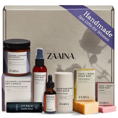 Spa Gift Set for Her - Relaxation Spa Kit for Women, Handmade Pampering Spa Gifts for Women, Spa Gift Basket for Mom, At Home Bath and Body Self Care Spa Package, Birthday Gifts for Women by ZAAINA