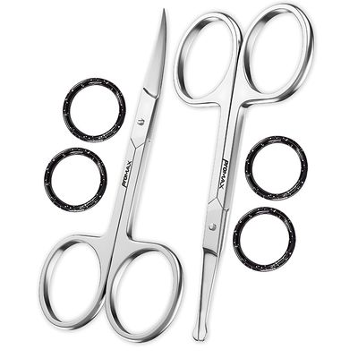 ProMax Care Eyebrow Scissors, Small Scissors for Men and Women - Curved and Rounded Nose Hair Scissors for Grooming Mustache, Beard, Eyelashes, Ear Hair Trimming- Professional Stainless Steel -