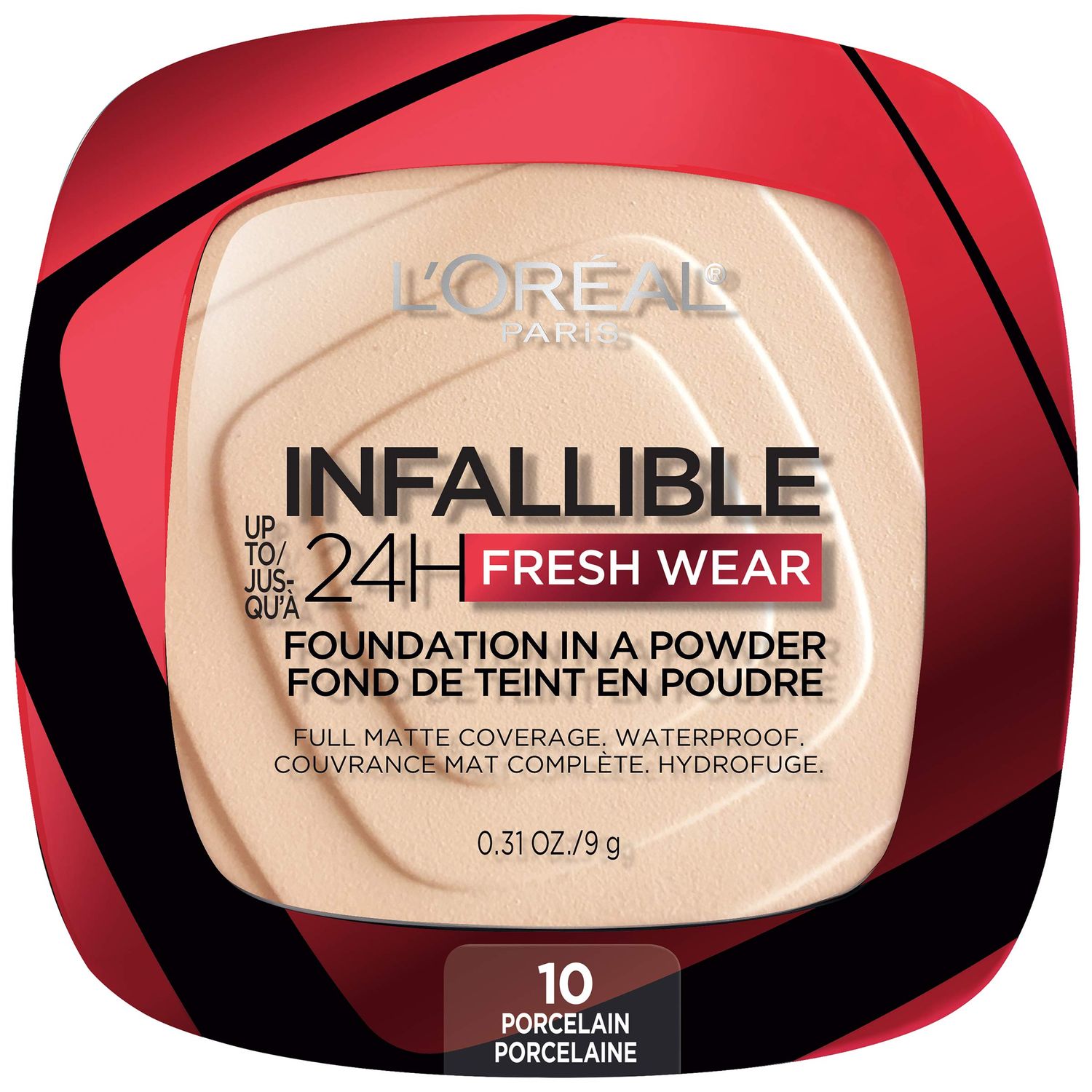 L&#39;Oreal Paris Makeup Infallible Fresh Wear Foundation in a Powder, Up to 24H Wear, Waterproof, Porcelain, 0.31 oz.