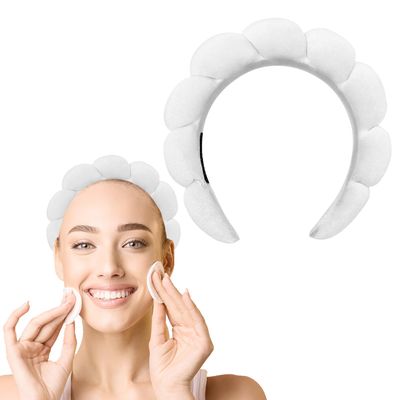 Skincare Headbands for Women, Makeup Headband Spa Headband for Washing Face or Facial, Cute Puffy Sponge Get Ready Bubble Hairband Hai Headbands for Women Girls Headwear