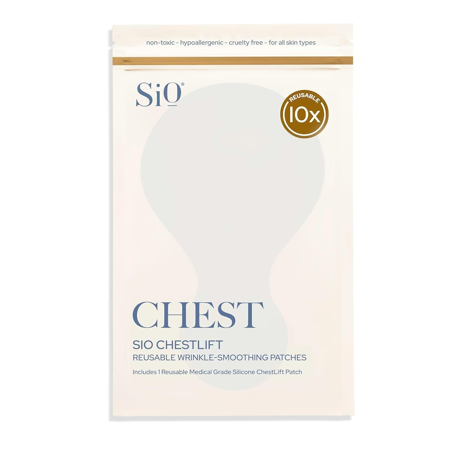 SiO Beauty ChestLift Anti-Wrinkle Patches (2 Weeks Supply) - Reusable Overnight Smoothing Decollete Pad - Anti-Aging Silicone Patch For Neck &amp; Cleavage - Hydrate, Tighten &amp; Rejuvenate