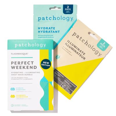 Patchology Hydrating Sheet Masks - Weekend Travel Skincare Essentials - Hyaluronic Acid Masks with Revitalizing Serum, Licorice Root Extract Skincare - Ultimate Hydration &amp; Radiance (4 Masks)