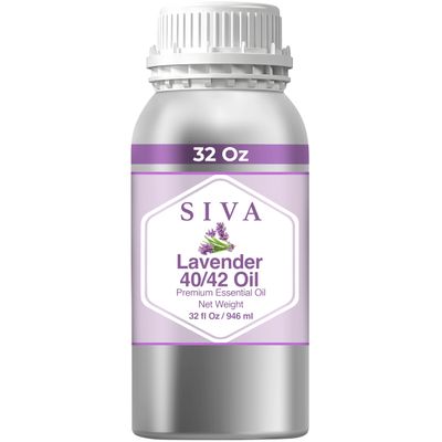 Siva Lavender Essential Oil 40/42 - 32 Fl Oz - 100% Natural Lavender Oil 40/42 - for Diffuser, Hair Care, Face, Skin Care, Aromatherapy, Scalp and Body Massage, Soap and Candle Making