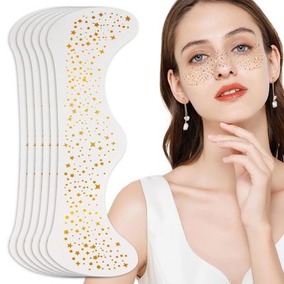 LESFEY Glitter Freckles Face Tattoo Gold Face Makeup Patches Cute Glitter Speckles Patches Makeup Accessories for Women Cosmetic Glitter for Face 6pcs