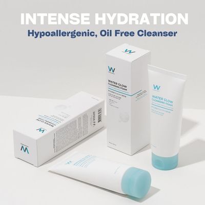 Wonjin Effect WATER GLOW CLEANSING FOAM 5.29 fl Oz, Oil free, Hypoallergenic Facial Cleanser, Hydrating Face Wash, Salicylic Acid, BHA & PHA, Hyaluronic Acid, Sensitive Skin, Kbeauty