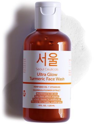 SeoulCeuticals Korean Turmeric Face Wash Cleanser - Vegan Cruelty Free Korean Skincare Facial Cleanser - K Beauty Skin Care for Dry Sensitive Skin 4oz