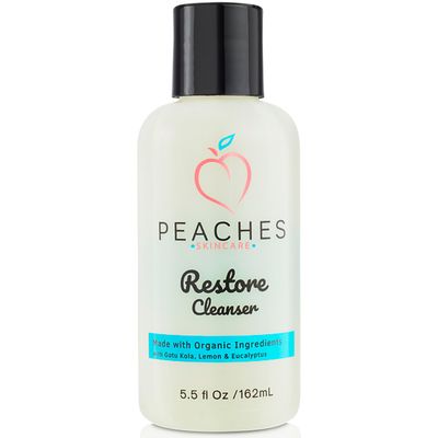 Peaches Skin Care Face Cleanser (5.5 oz) - Post-Workout Face Wash - Vegan Facial Cleanser - Enriched with Gotu Kola, Lemongrass and Eucalyptus -Restore Cleanser