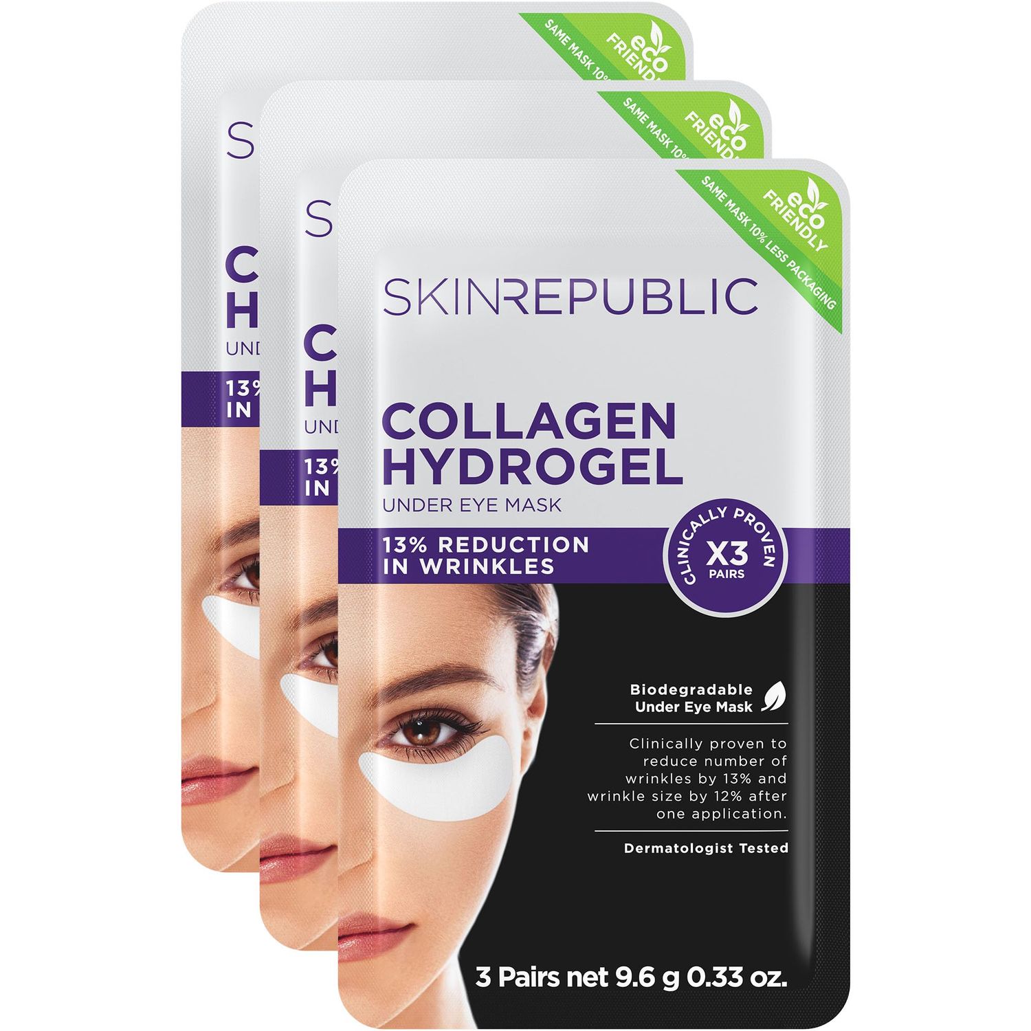 Skin Republic Under Eye Patches Retinol or Collagen Hydrogel 3 Pack Patches Korean Skincare (Collagen Under Eye)