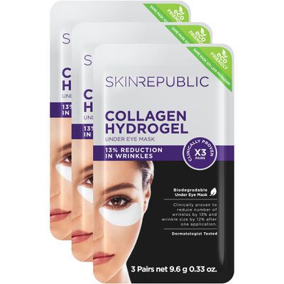 Skin Republic Under Eye Patches Retinol or Collagen Hydrogel 3 Pack Patches Korean Skincare (Collagen Under Eye)