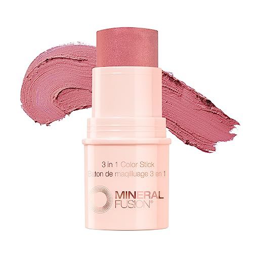 Mineral Fusion 3-in-1 Color Stick, Instant Color Pop and Blush for Cheeks, Creamy Lightweight Formula, Multi-Use Eye, Face, and Lip Makeup, Rosette