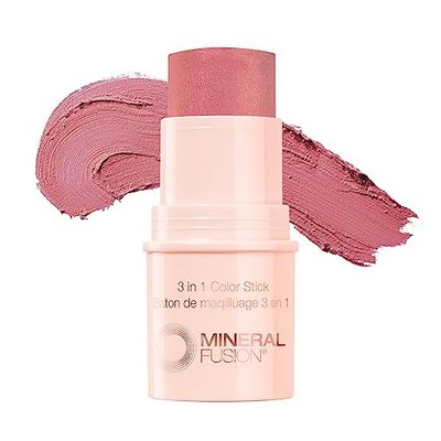 Mineral Fusion 3-in-1 Color Stick, Instant Color Pop and Blush for Cheeks, Creamy Lightweight Formula, Multi-Use Eye, Face, and Lip Makeup, Rosette