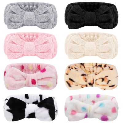 obeoby 8 Pieces Face Wash Headband Set, Soft Spa Facial Headband Makeup Skincare Headbands for Washing Face