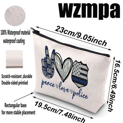 WZMPA Police Officer Cosmetic Makeup Bag Police Academy Graduation Gift Peace Love Police Makeup Zipper Pouch Bag Police Appreciation Gift (Peace Police)