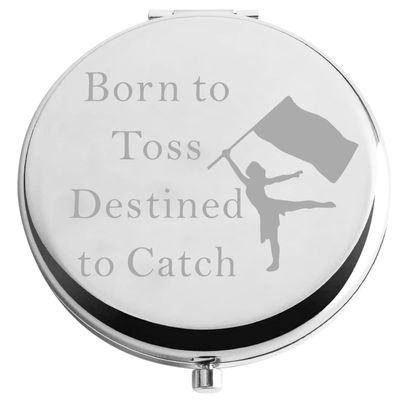 Zuo Bao Color Guard Gift Born to Toss Destined to Catch Compact Mirror Funny Gift for Color Guard Women GirlsBorn to Toss