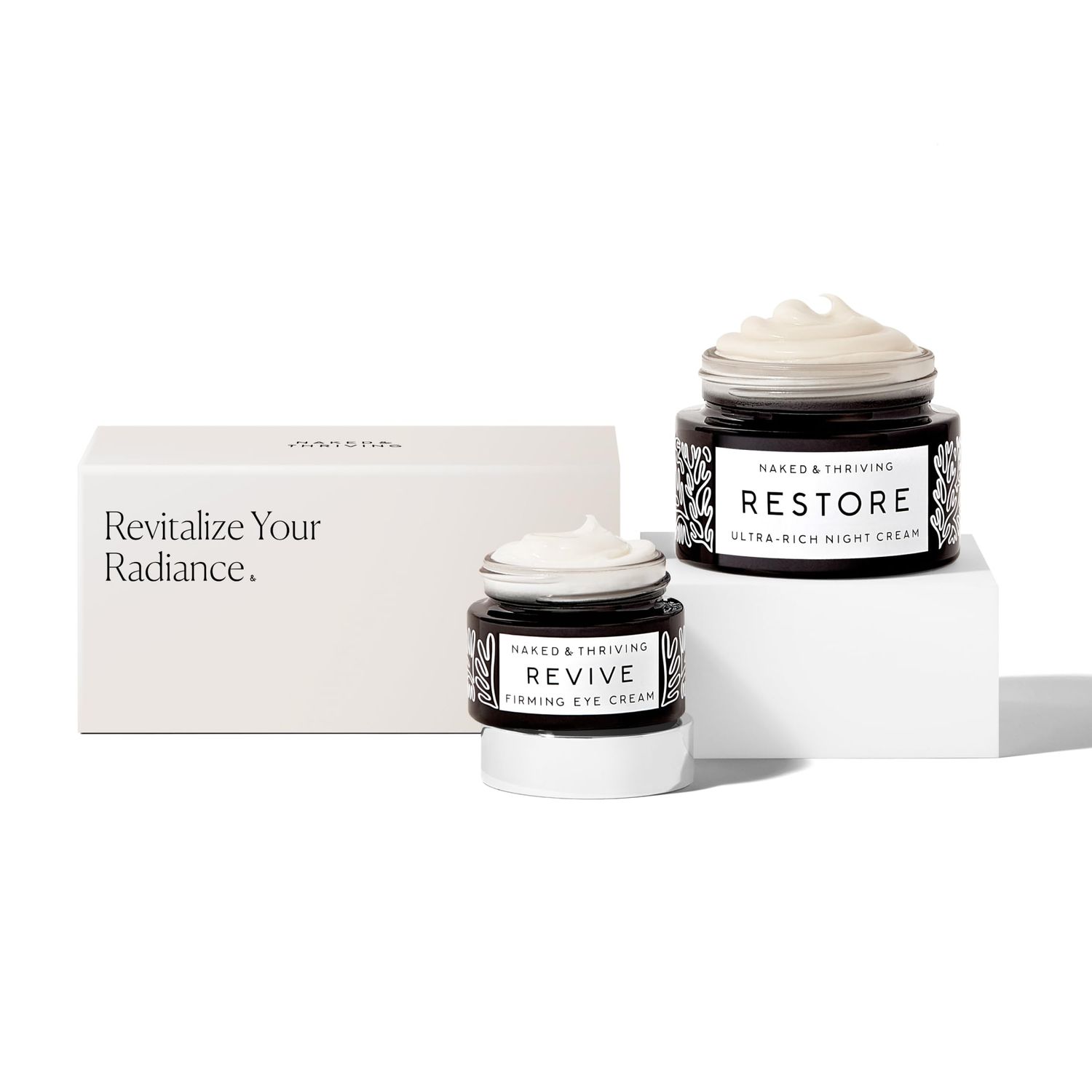 Naked &amp; Thriving The Retinol-Alternative Duo | Restore Ultra-Rich Night Cream (50mL) + Revive Firming Eye Cream (15mL) with Hyaluronic Acid and Bakuchiol (Set of 2)