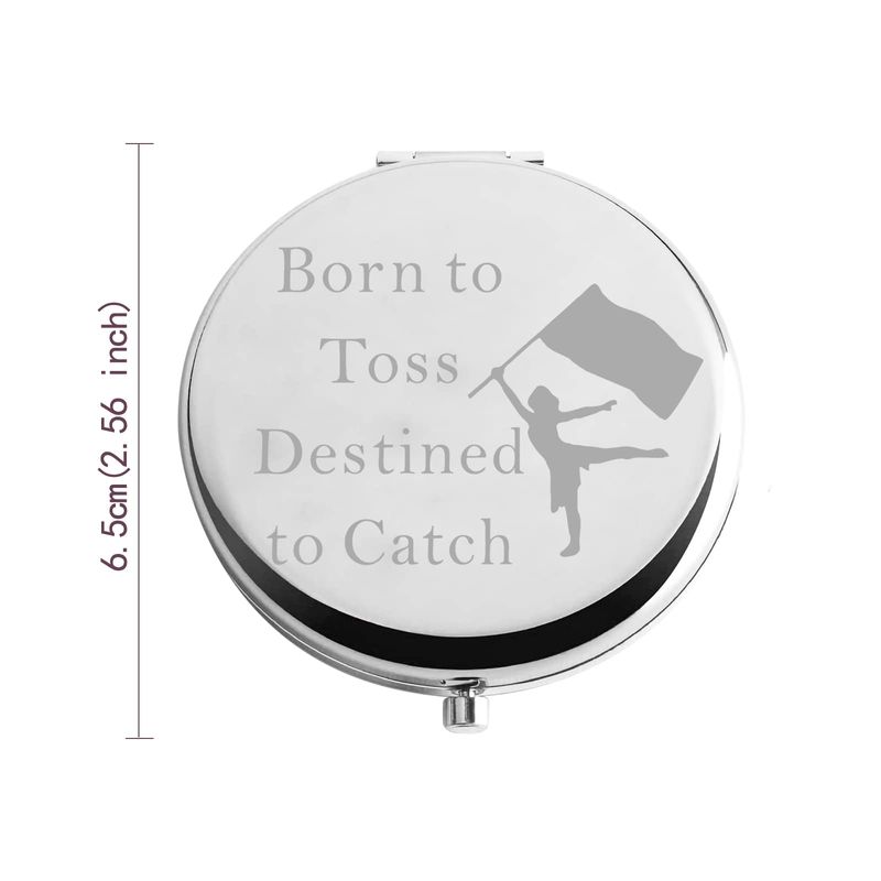 Zuo Bao Color Guard Gift Born to Toss Destined to Catch Compact Mirror Funny Gift for Color Guard Women GirlsBorn to Toss