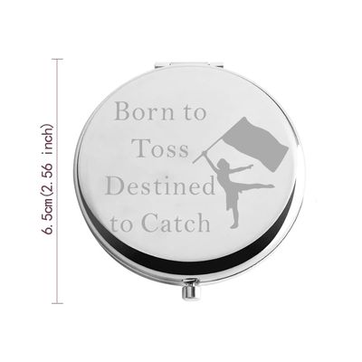 Zuo Bao Color Guard Gift Born to Toss Destined to Catch Compact Mirror Funny Gift for Color Guard Women GirlsBorn to Toss