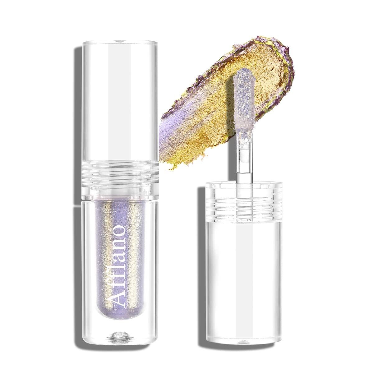 oygcee Holographic Shimmer Liquid Eyeshadow Makeup White to Gold Color,Multichrome Metallic Glitter Liquid Eyeshadow For Eyes Makeup,Long Lasting,Quick Drying,# 7