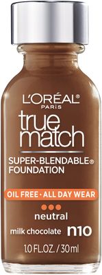 L&#39;Oreal Paris Makeup True Match Super-Blendable Liquid Foundation, Milk Chocolate N10, 1 Fl Oz,1 Count
