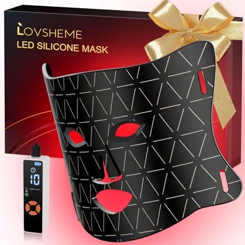 Lovsheme Red Light Therapy for Face, LED Face Mask Light Therapy, Omnilux Red Light Therapy Mask for Wrinkles, Acne, Skin Rejuvenation, 300 LEDs, 3 Modes, 10-Min Auto Off, Eye Protection Included