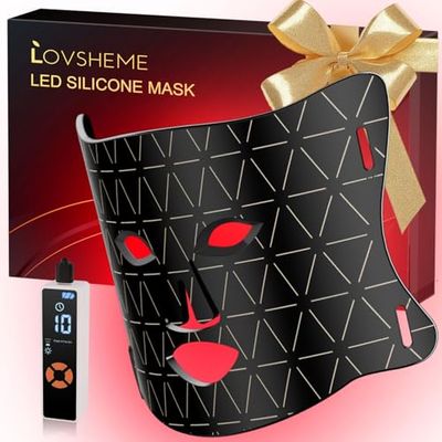 Lovsheme Red Light Therapy for Face, LED Face Mask Light Therapy, Omnilux Red Light Therapy Mask for Wrinkles, Acne, Skin Rejuvenation, 300 LEDs, 3 Modes, 10-Min Auto Off, Eye Protection Included