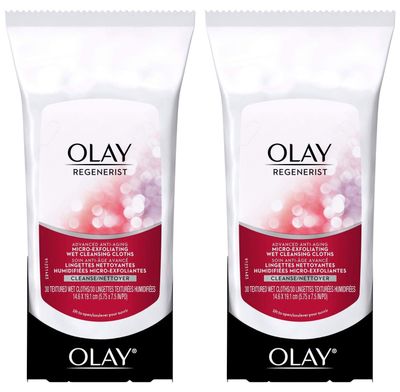 Olay Regenerist Micro-Exfoliating Wet Cleansing Cloths 30 Count (Pack of 2)