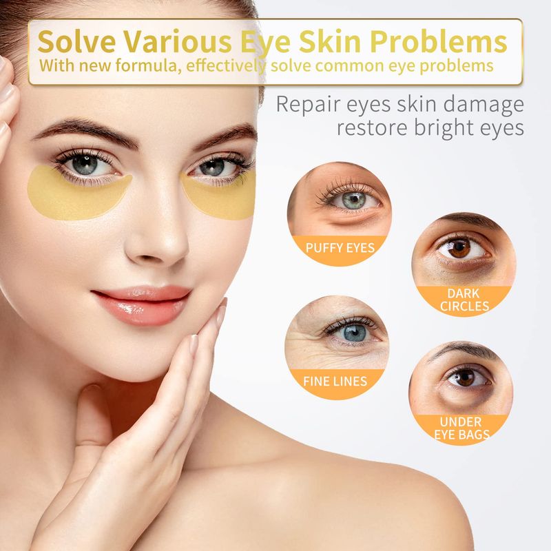 NAZANO Under Eye Patches - 60 Pcs - 24K Gold Eye Mask- Puffy Eyes &amp; Dark Circles Treatments,Reduce Under Eye Bags and Smooth Wrinkles,Eye Skin Care Pads With Collagen,Hyaluronic Acid &amp; Castor Oil