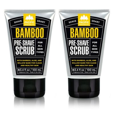 Pacific Shaving Company Bamboo Pre-Shave Scrub - Exfoliating Face Scrub &amp; Cleanser - Daily Face Wash for Men with Aloe Vera &amp; Willow Bark Extract - Soothes, Moisturizes &amp; Controls Blemishes (2 Pack)