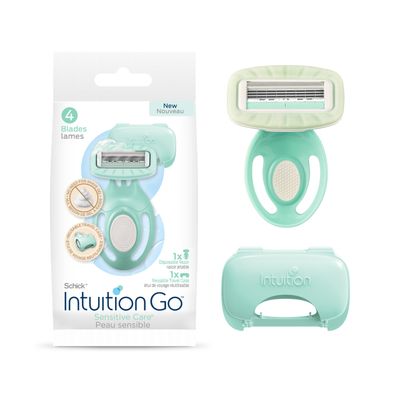 Schick Intuition Go Disposable Travel Razor for Sensitive Skin, 1 Count | Womens Disposable Razors with Organic Aloe, Travel Razors for Women, Travel Essentials, Stocking Stuffers for Women