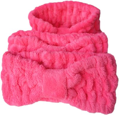 JINS-Hung 3 PACK(Red) Microfiber Bowtie Women Beauty Headbands, Extrame Soft &amp; Ultra Absorbent, Comfort to Wash Makeup Mask Shower Facial Skincare Spa Thick Hair Band for Girls