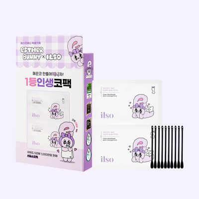 ilso Natural Mild Clear Nose Patch, Melt blackheads &amp; Tighten Pores, no irritation, Korean skincare, cotton swabs included, 5 sheets (Esther Bunny Limited Edition) (PINK Esther Bunny Limited Edition)