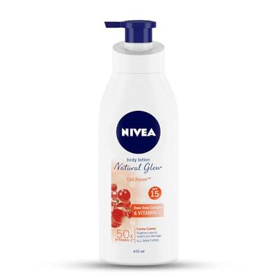 Nivea Body Lotion Natural Glow | Cell Repair Even Tone Complex &amp; Vitamin C SPF 15 | 400ml (13.52 Fl OZ)