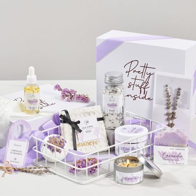 Peacoeye Gifts for Women Spa Lavender Bath Gift Baskets Valentines Day Gifts Relaxing Self Care Gift for Mom Her Sister Wife Auntie Home Bath Kit Care Package Birthday Friendship Gift Ideas