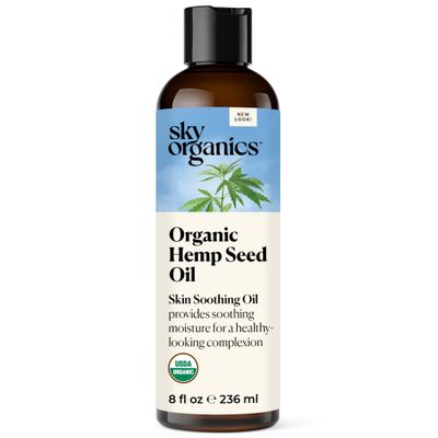 Sky Organics Organic Hemp Seed Oil for Face, 100% Pure &amp; Cold-Pressed USDA Certified Organic to Nourish, Soothe, 8 fl. Oz.