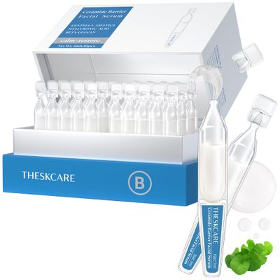 THESKCARE Ceramide Barrier Serum for Face with Hyaluronic Acid,Centella Asiatica &amp; Beta Glucan,Smoothing Facial Serum for Skin Barrier,Redness &amp; Dry Skin,Calming &amp; Hydrating,30 Ampoules