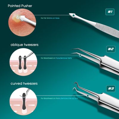 YANBUMU Black Head Remover for face, Blackhead Remover Tools Tweezers, 7pcs Stainless steels Pimple Popper Tool kit Risk Free Treatment for Blemish, Zit, Blackhead Extractor +2pcs Earwax Removal kit