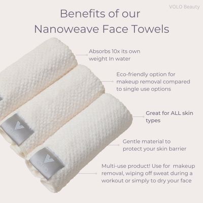 VOLO Hero Luna Gray Face Towel | Reusable Facial Wash Cloths | Makeup Remover &amp; Post Shower Washcloths | Ultra Soft, Absorbent, Gentle, Fast Drying Nanoweave Fabric Face Towels | Microfiber 3PK